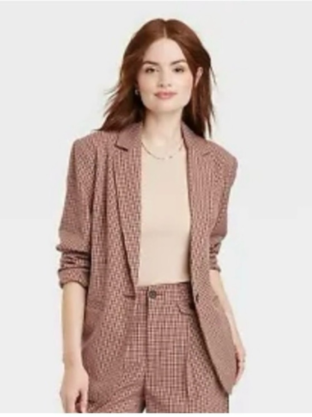 a new day Pink Houndstooth Relaxed Blazer
